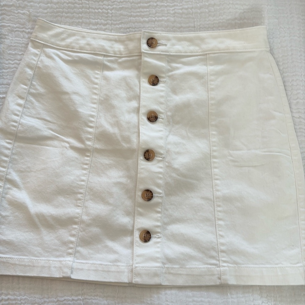 Loft ivory colored cotton miniskirt. Used once only .